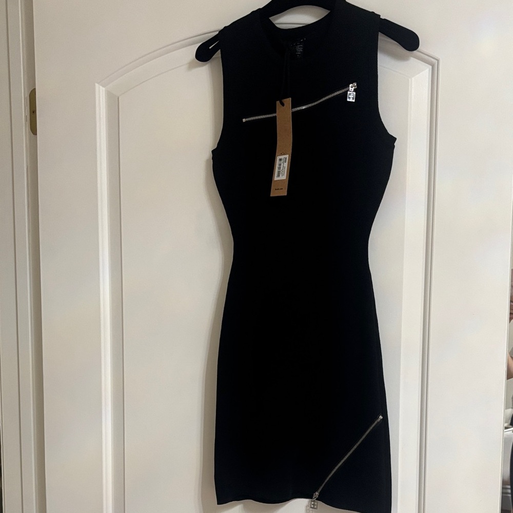 Ksubi Black Mini Dress with Silver Zipper Accents